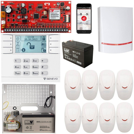GENEVO ALARM DOMOWY LCD GSM SMS PRiMA 16SET 8 czujników 